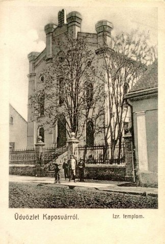 A kaposvári zsinagóga képeslapon (Forrás: MZSL)
